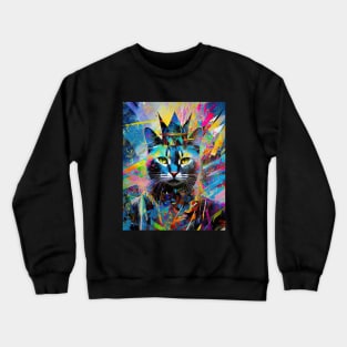 Quantum Queen: Feline Sovereignty in Abstract Crewneck Sweatshirt